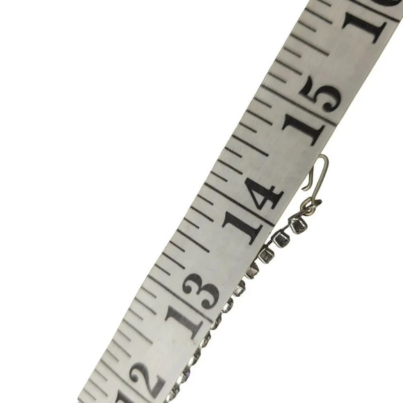 Clear Rhinestone Crystal Y Drop Necklace Hook Closure Silver Tone Vintage - Picture 4 of 4